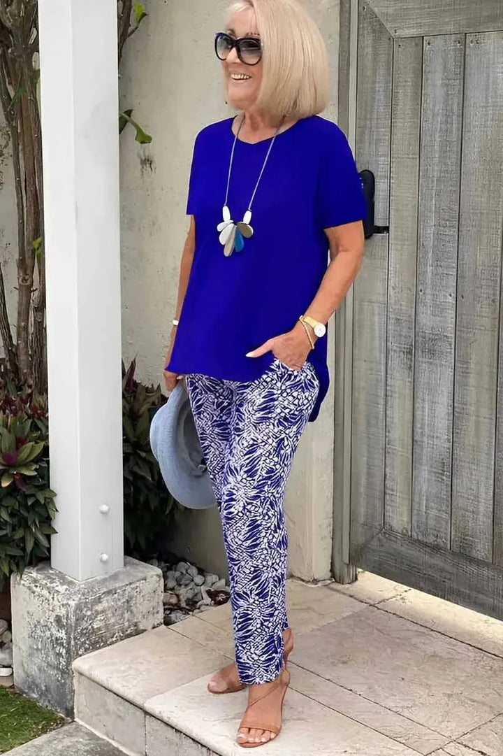 Beautifully printed women's blouse, a comfortable long sleeve top for elegant casual or smart office looks.