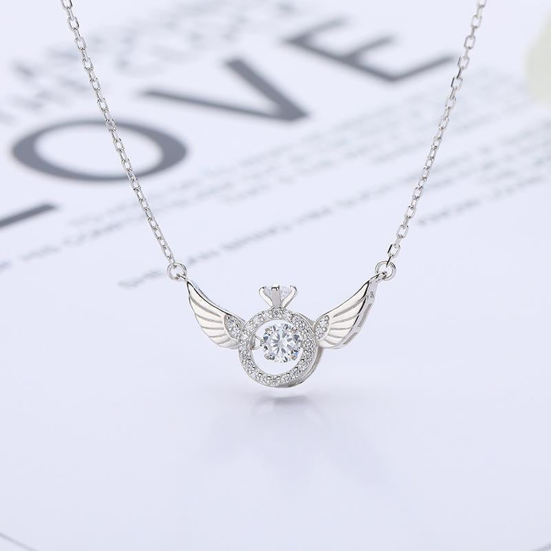 Delicate women's rose gold angel wing necklace, titanium steel jewelry for an elegant look.