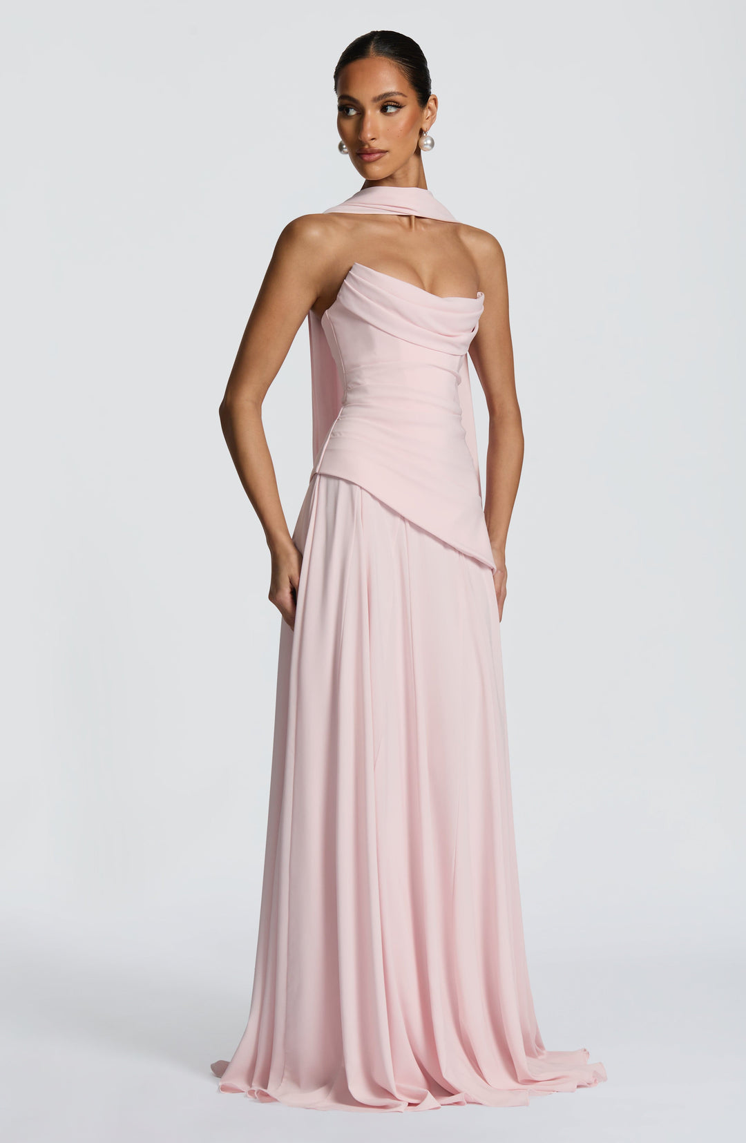 Beautiful women's long formal dress, ruched halter neck design. Ideal for prom, evening & cocktail events.