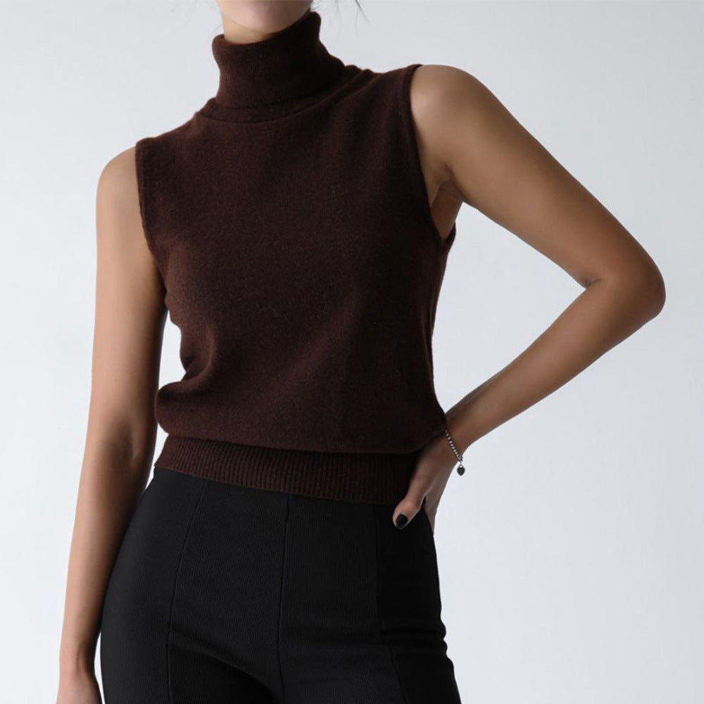 Flattering women's sleeveless mock neck knit top, perfect for everyday wear or special occasions.