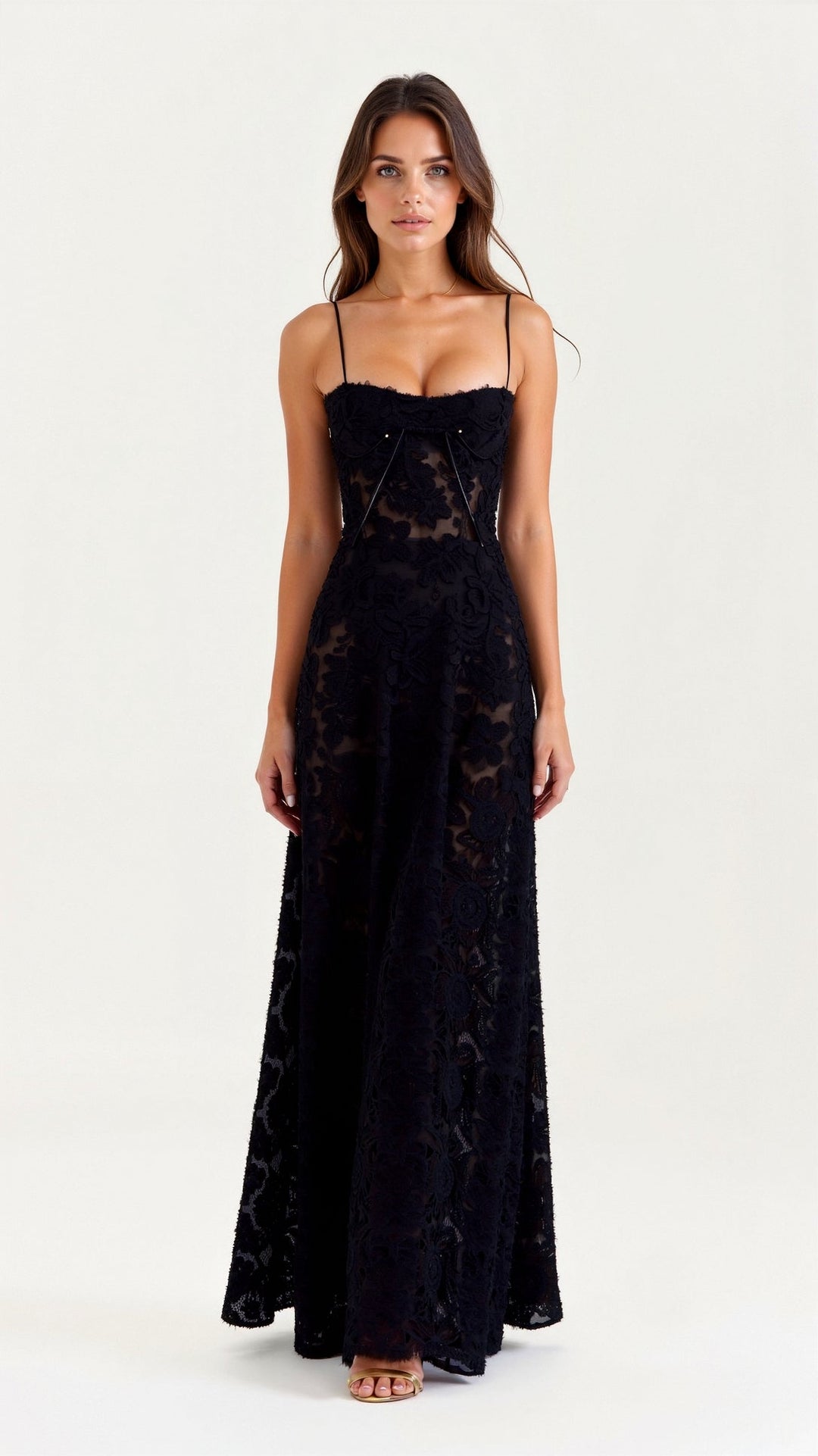 Women's elegant strap maxi dress, perfect for formal evening events and special occasions.
