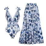 Swimsuit + A-line skirt