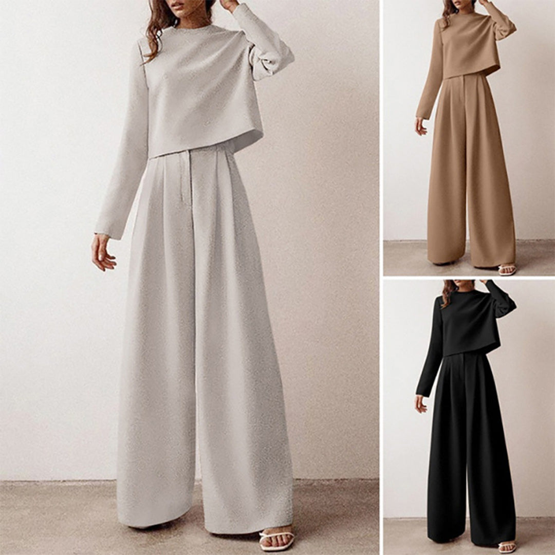 Comfortable cotton two-piece palazzo set for women, loose fit, ideal for travel.