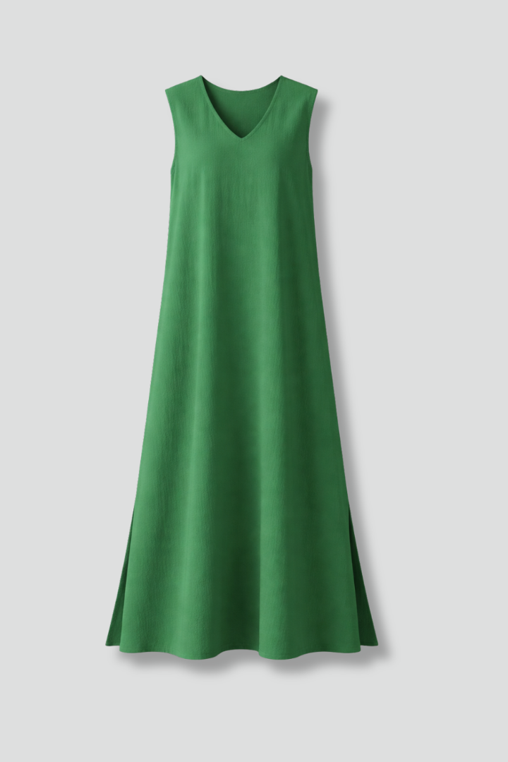 Women's elegant V-neck maxi dress with side slit, perfect for chic summer style & everyday wear.
