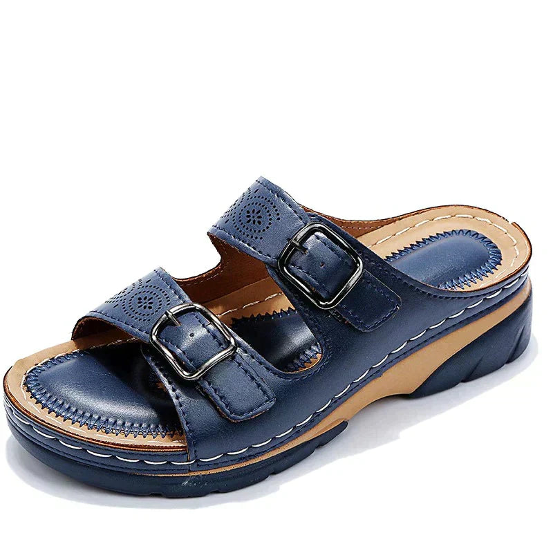 Elegant Elena women's sandals, orthopedic comfort with adjustable buckle, perfect stylish wedge for summer footwear.