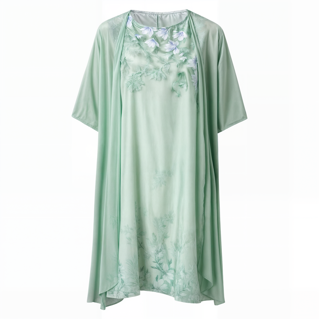 Vibrant floral A-line dress, Eliana style, short sleeve, perfect for summer outings.