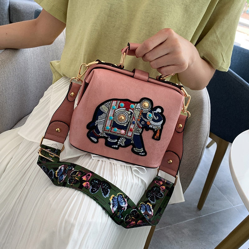 Stylish women's embroidered shoulder bag, bohemian mandala design, versatile daily accessory.