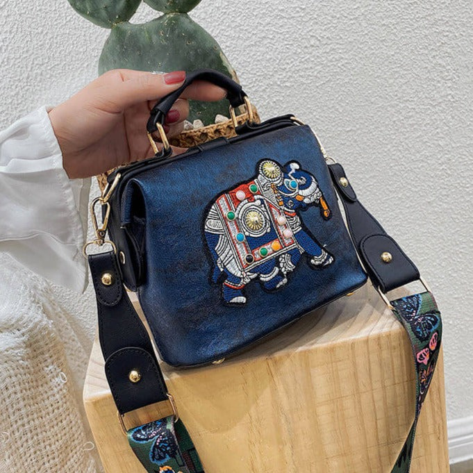 Artistic women's mandala shoulder bag with intricate embroidery, a versatile and lightweight cotton bag.