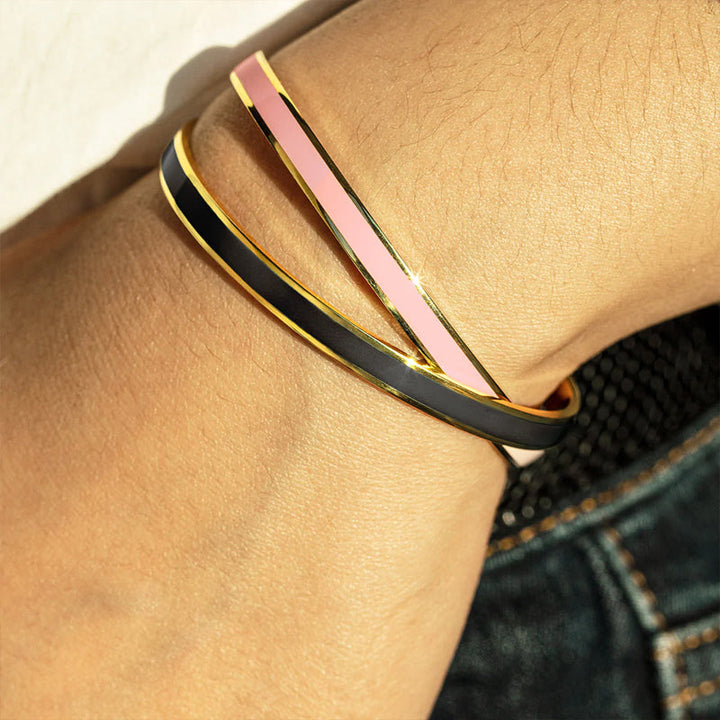 Designer women's engraved stainless steel bangle, showcasing intricate pattern, friendship gift