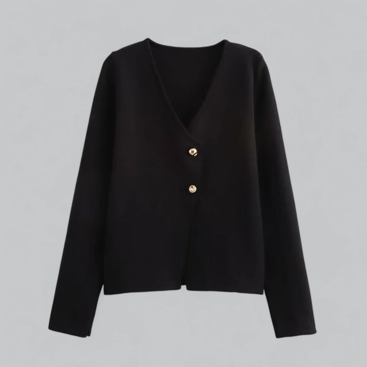 Women's essential button-front cardigan in a light knit, perfect for spring layering.
