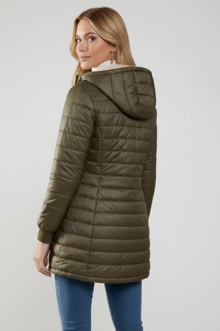 Women's versatile hooded zip-up jacket, great for casual occasions & active wear.