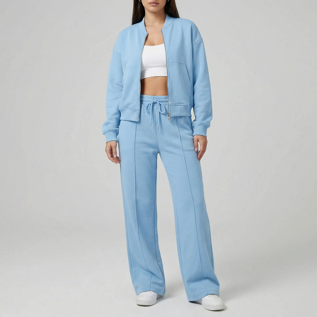 Multi-occasion women's regular fit straight leg trousers set, suitable for work, travel, or casual elegance.