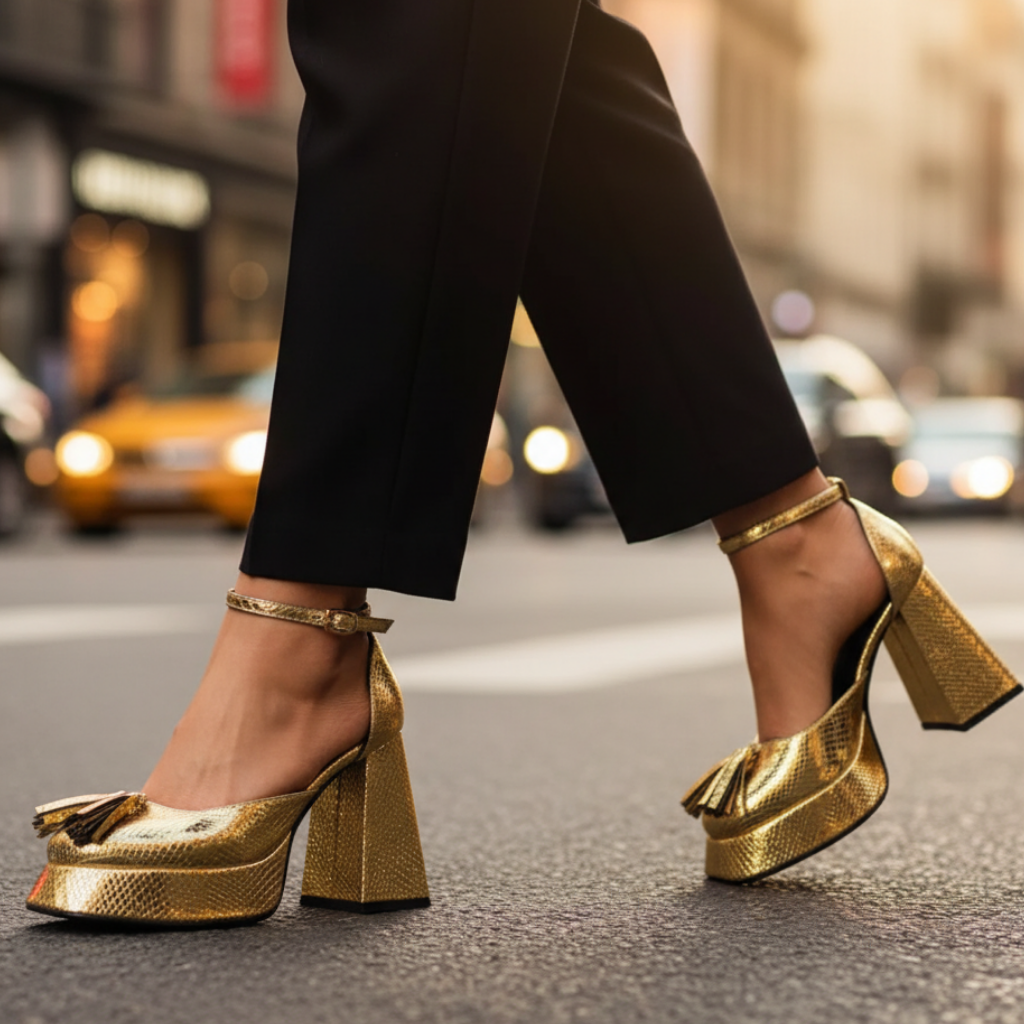 Silver women's dress heels, perfect for parties, with a unique tassel & sturdy square heel design.
