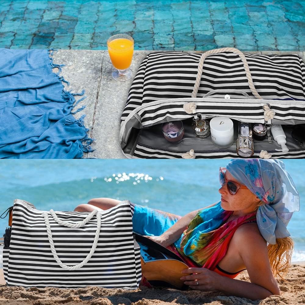 Spacious interior of the women's extra large utility tote, fitting all beach & travel essentials.
