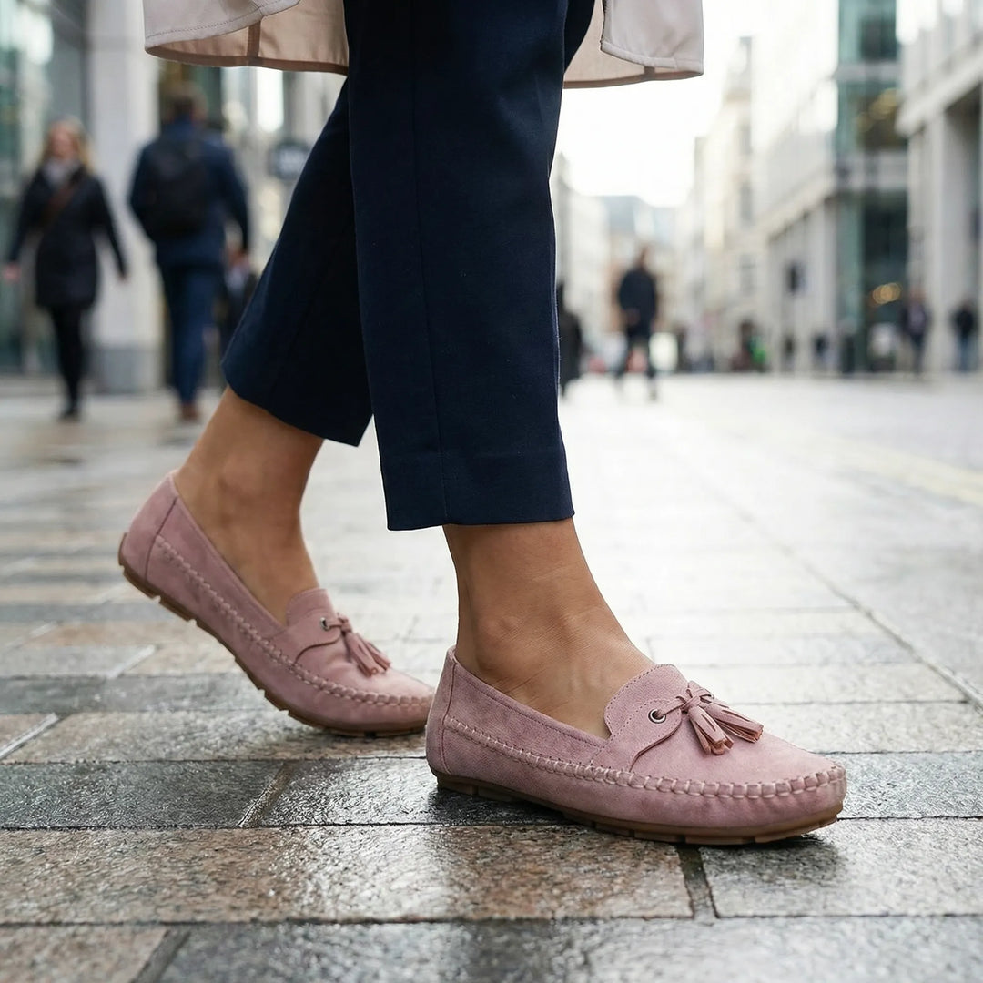 Modern extra wide women's loafers with memory foam; essential for foot comfort.