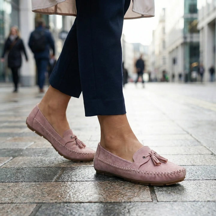 Modern extra wide women's loafers with memory foam; essential for foot comfort.