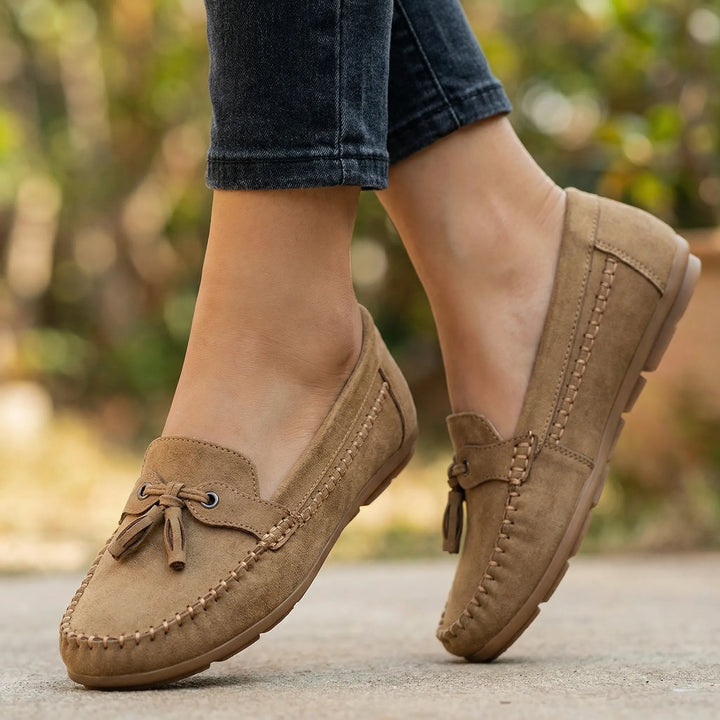 Ultra-comfortable extra wide women's loafers with supportive memory foam insoles.
