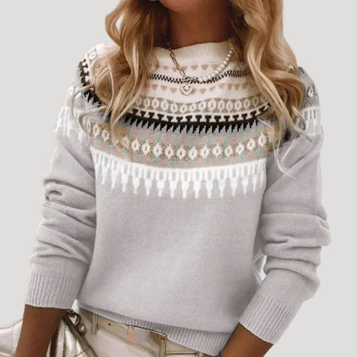 Women's Fair Isle knit sweater, lightweight and long-sleeved, perfect for spring casual wear