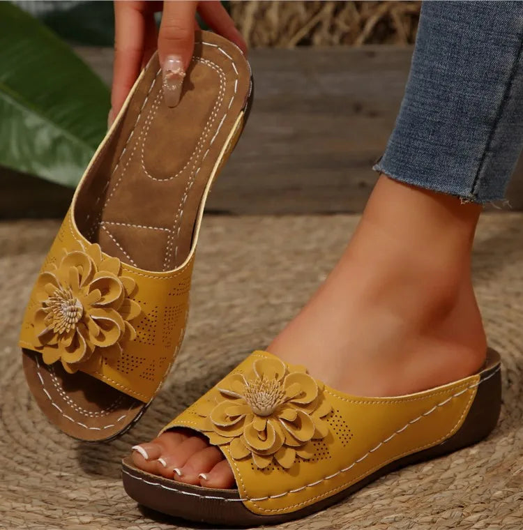 Collection of Women's Floral Comfort Slide Sandals in various sizes, ready for summer fashion