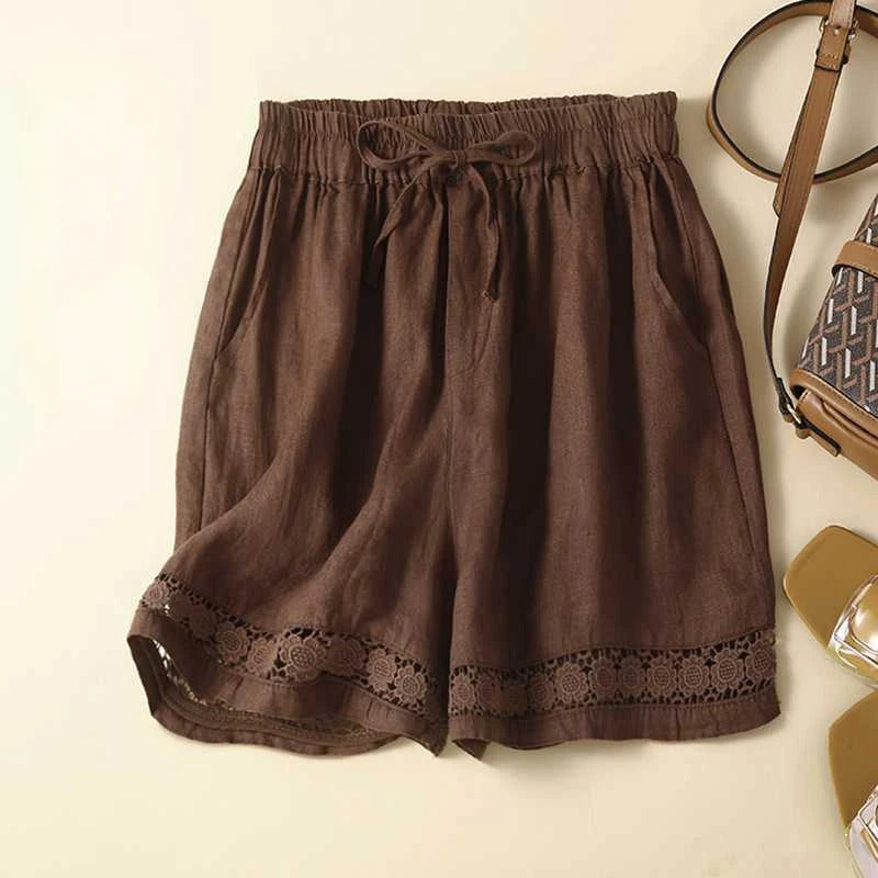 Women's casual floral shorts with an elastic waist, perfect for summer outings, beach, or relaxed daywear.