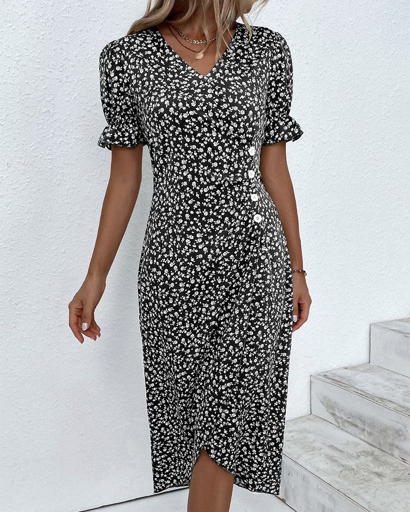 Stylish women's floral V-neck maxi summer dress, an essential piece for warm weather fashion.