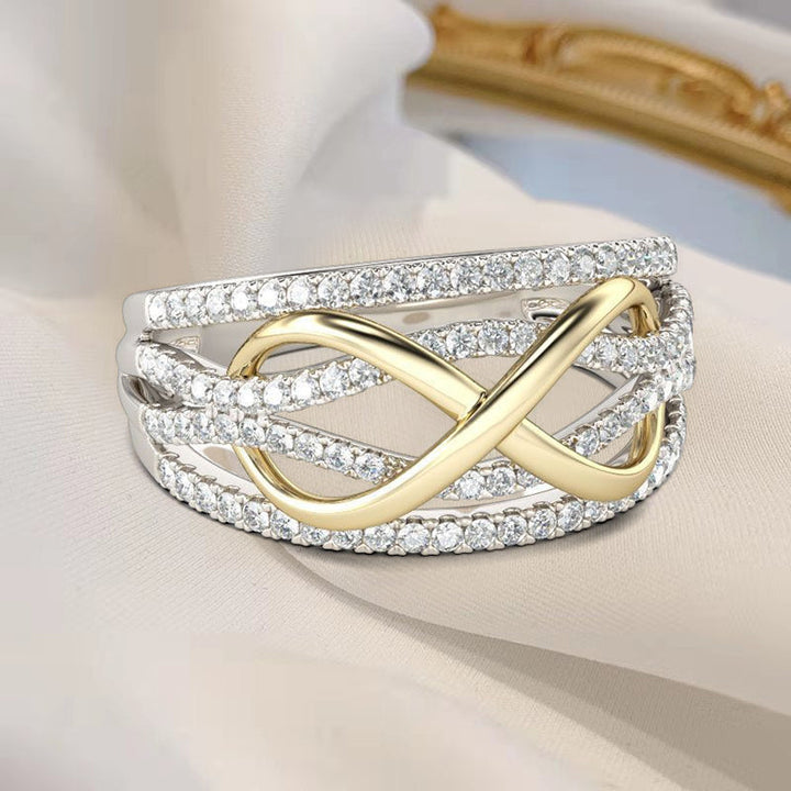 Stylish women's 'Forever Linked' ring, symbolizing mother-daughter bond, crafted from durable alloy, sentimental jewelry