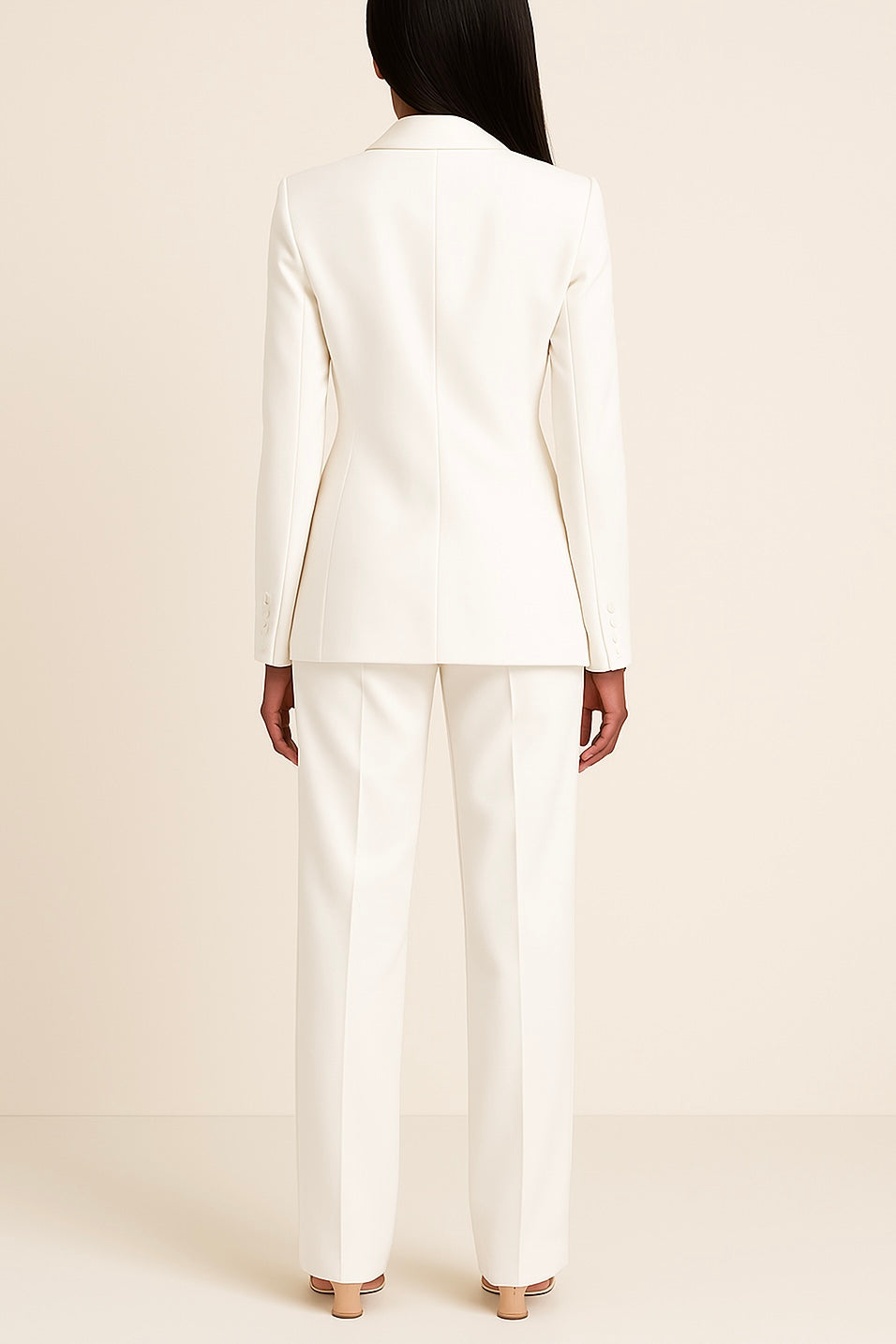 Versatile women's long blazer suit set. Classic formal wear with a modern edge, suitable for office & special events.