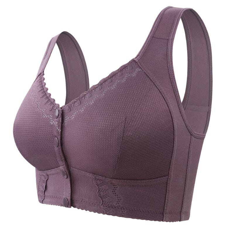 High-quality cotton blend women's bra, front-closure design for breathability and support