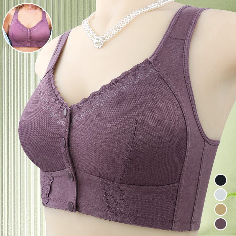 Seamless women's front-closure bra, breathable fabric for all-day wear and ultimate comfort