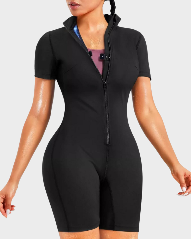 Women's full body shaper sauna suit for enhanced workouts, boosts sweat & calorie burning.