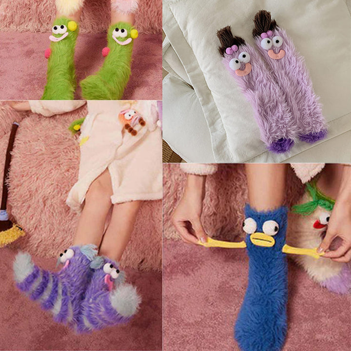 Softest coral velvet cozy socks for women, with an adorable 3D design