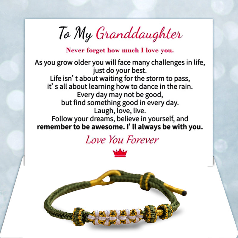 Elegant cotton knot bracelet, symbolizing the unbreakable bond between grandmother and granddaughter