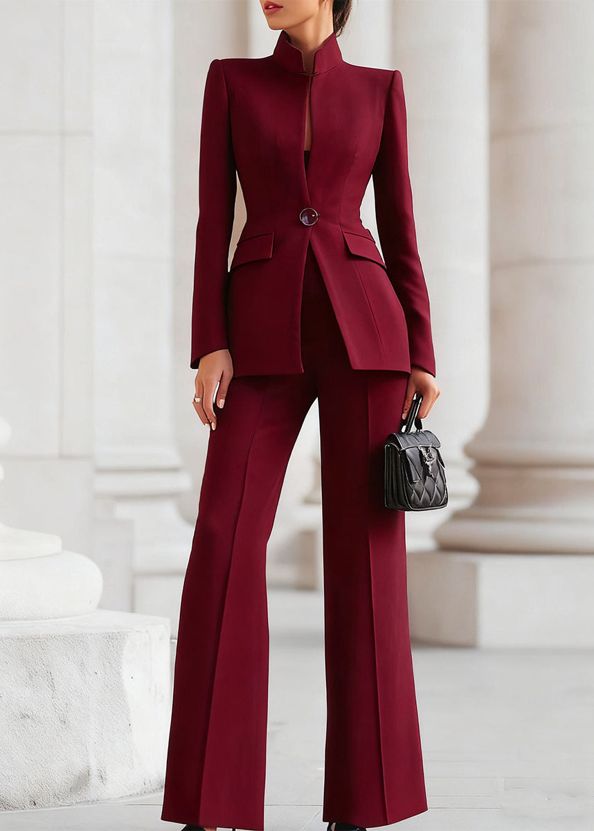 Stylish wide leg trousers for women. Part of a modern power suit, ideal for professional settings.