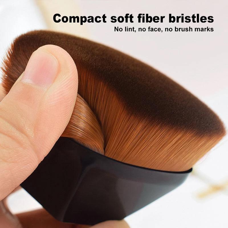 Close-up of a high-density foundation brush, essential beauty tool for women