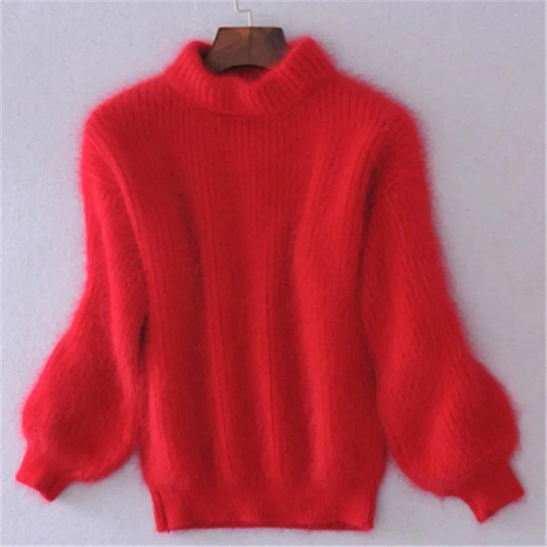 Soft women's high neck pullover sweater, a versatile piece for elegant winter fashion.