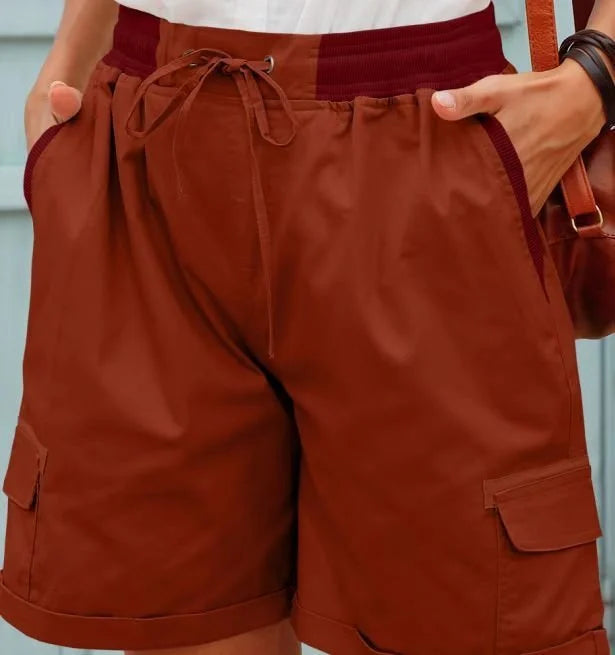 Loose fit women's high waist shorts, great for travel and everyday casual style.