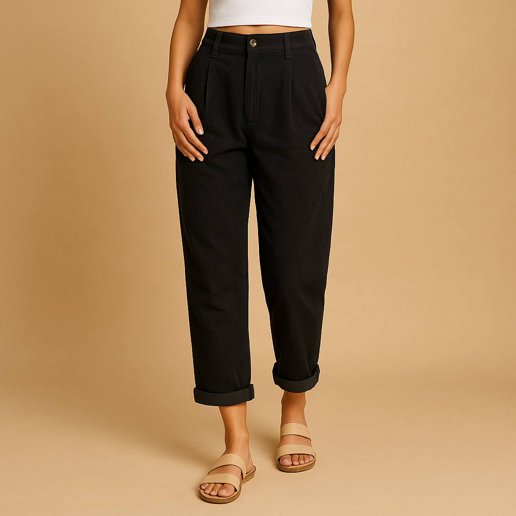 Women's high waist corduroy pants, comfortable straight leg fit, perfect for autumn casual style.