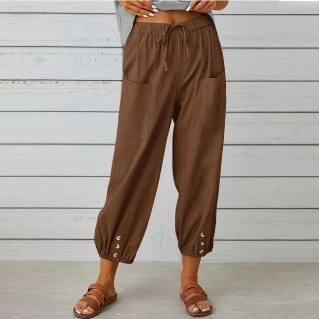 Essential women's high waist drawstring ankle pants for ultimate comfort & casual style.