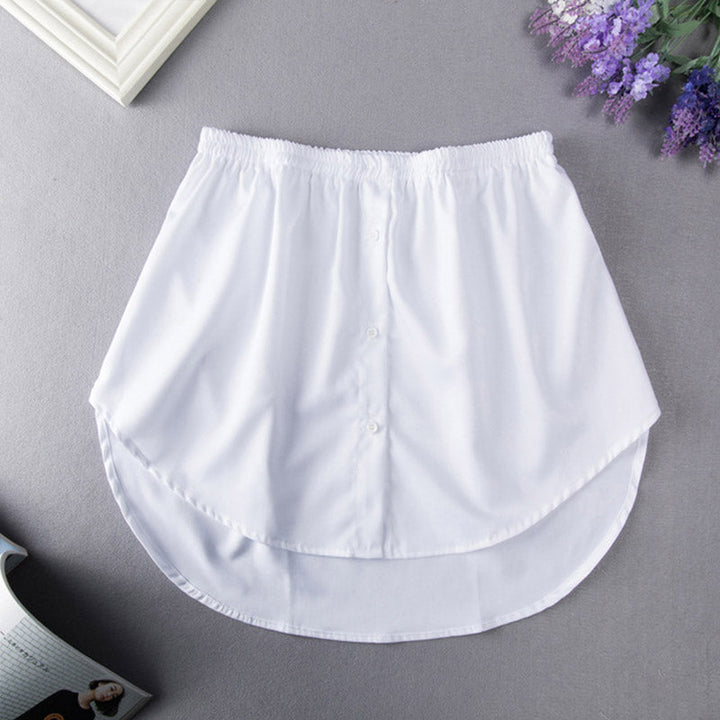 Polyester women's skirt extender with a high waist and layered fake hem details