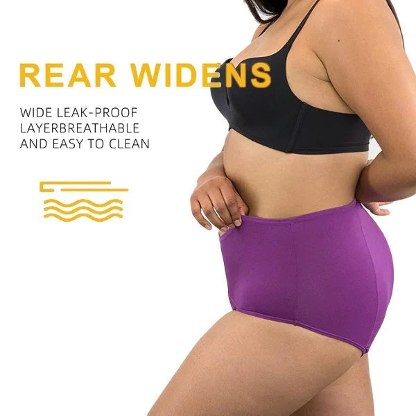 Set of 3 women's reusable high waist period underwear in various colors, folded neatly