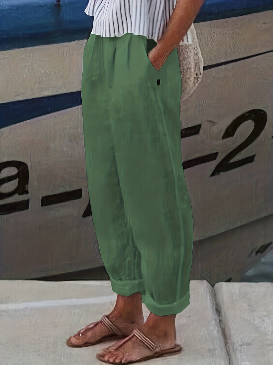 Women's high waist relaxed roll hem pants, a versatile choice for summer fashion.