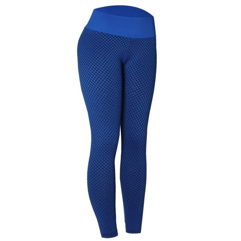 Close-up of the waistband on women's high-waist scrunch butt lifting yoga leggings, tummy control