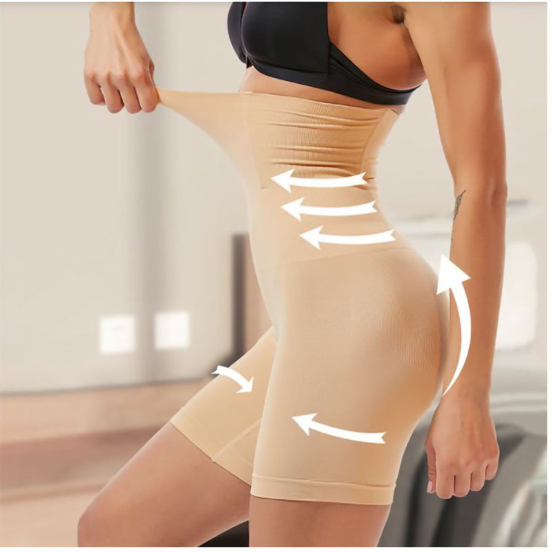 Close-up of the nylon blend fabric of the comfortable tummy control pants, soft & breathable