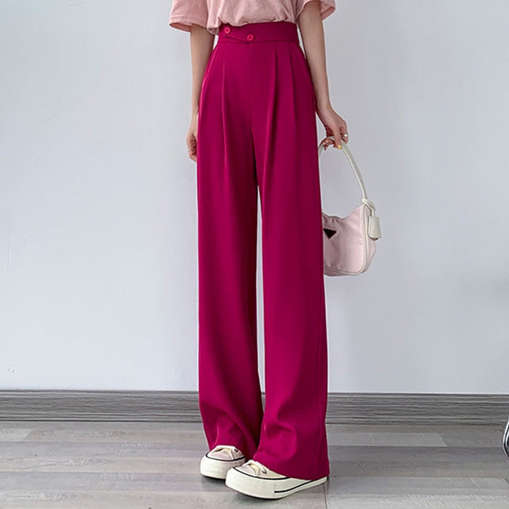 Women's high-waist wide-leg casual trousers in a relaxed fit, comfortable and modern.