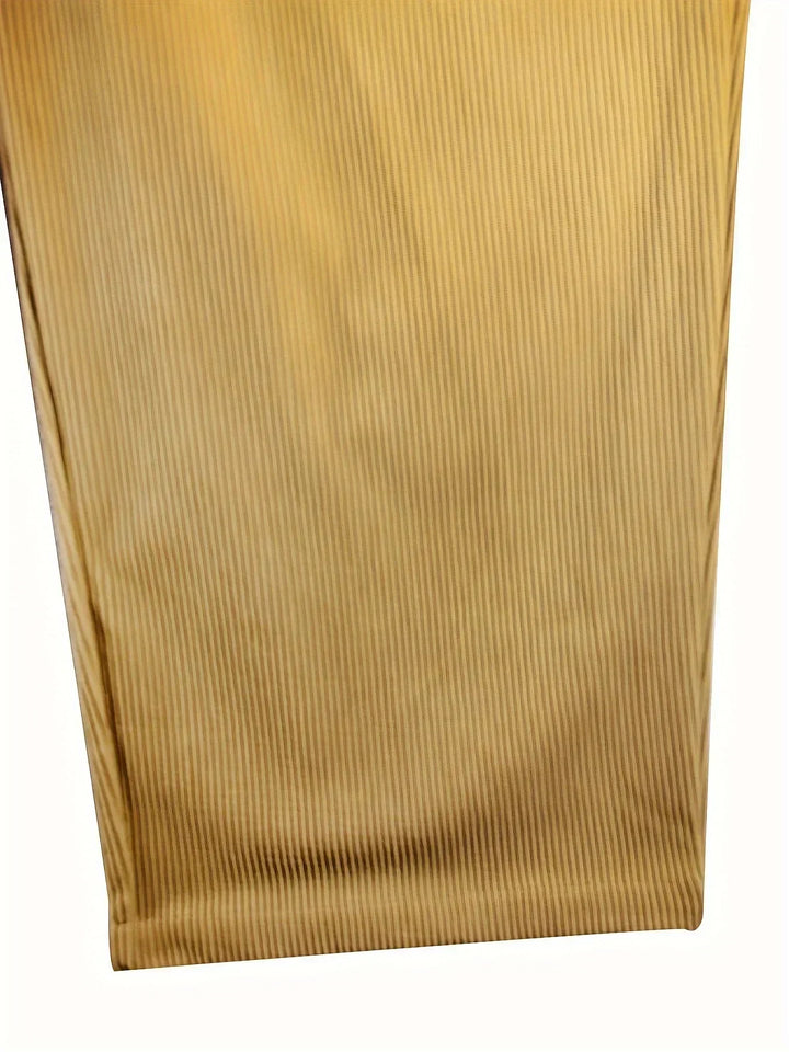 Elvira women's high-waisted straight-fit corduroy trousers, designed for chic and comfortable fashion.