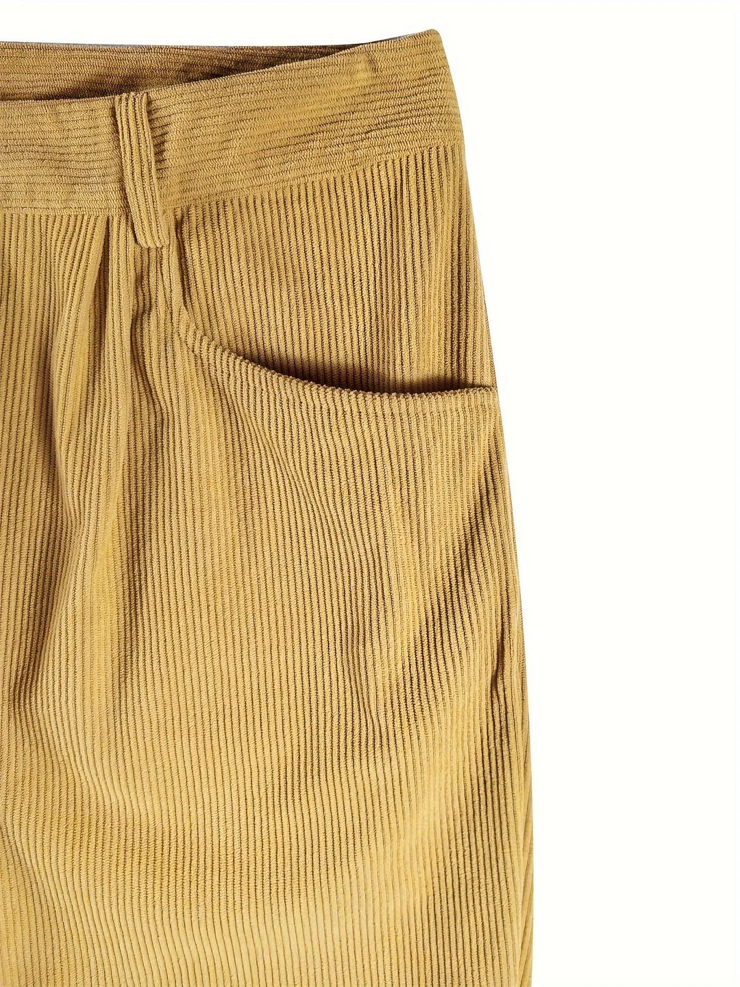Versatile women's high-waisted straight-leg corduroy trousers, perfect for smart casual or office style.