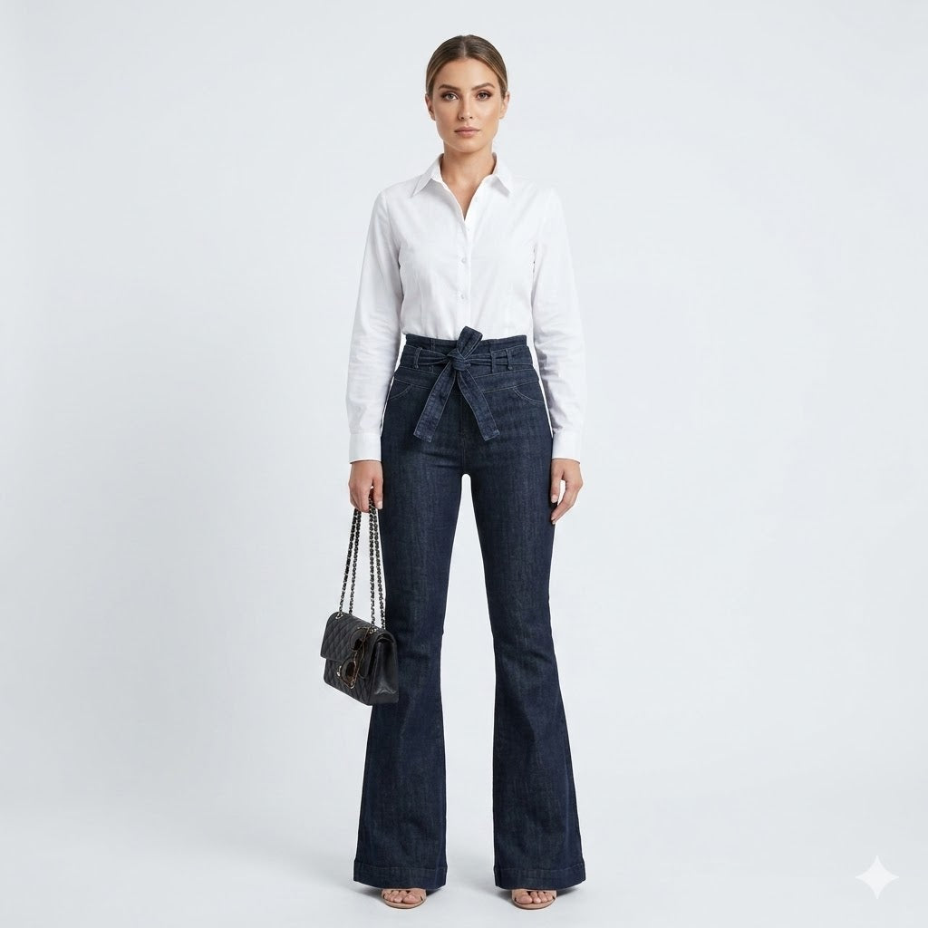 Women's high-waisted flare pants with a sculpting fit, perfect for versatile everyday style and comfort.