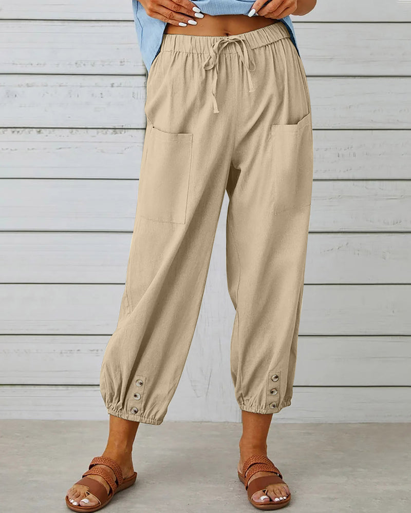 Fashionable women's high-waisted wide leg trousers, showcasing a loose, flowing silhouette. Chic and versatile.
