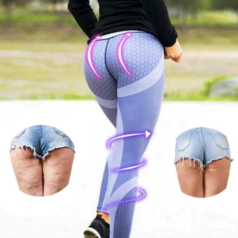 Performance women's high-waist leggings, geometric pattern. Ideal for intense workouts.