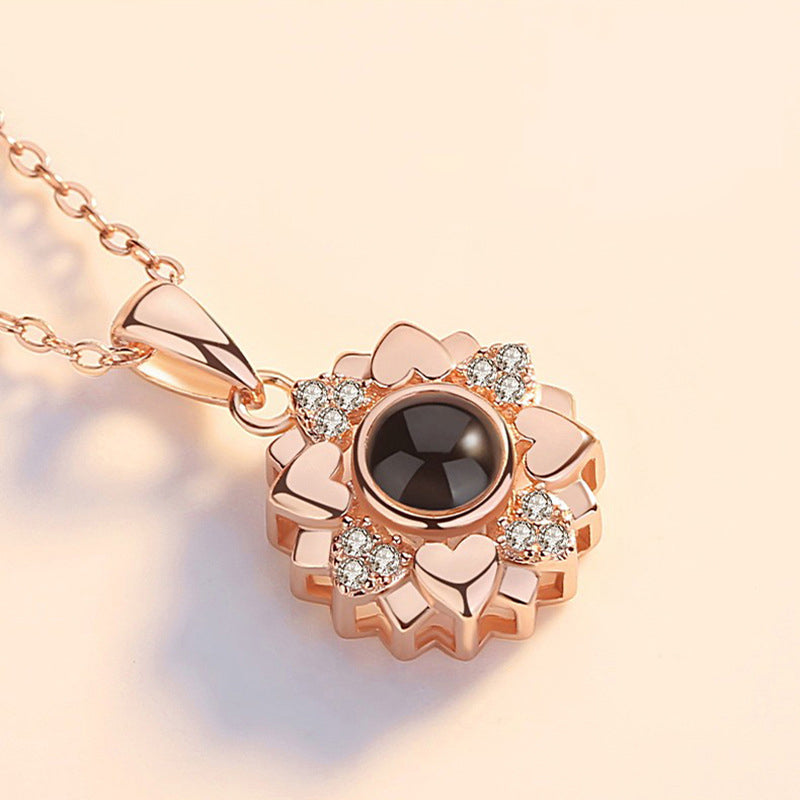 Elegant silver 'I Love You' projection pendant, an alloy necklace suitable for any occasion.